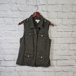 Christopher & Banks Charcoal Utility Vest